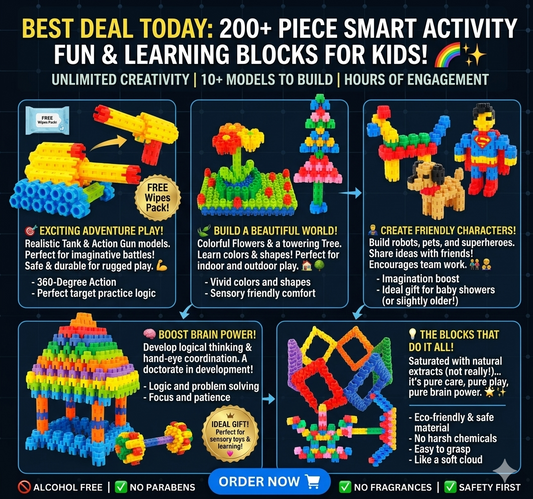200+ Pieces Smart Activity Fun and Learning Blocks for Kids