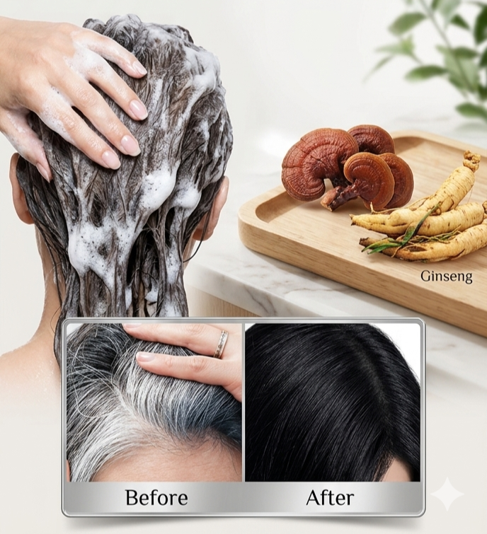 Unisex Instant Black Herbal Hair Dye Shampoo for Grey Hair Coverage 3 in 1(100ml)