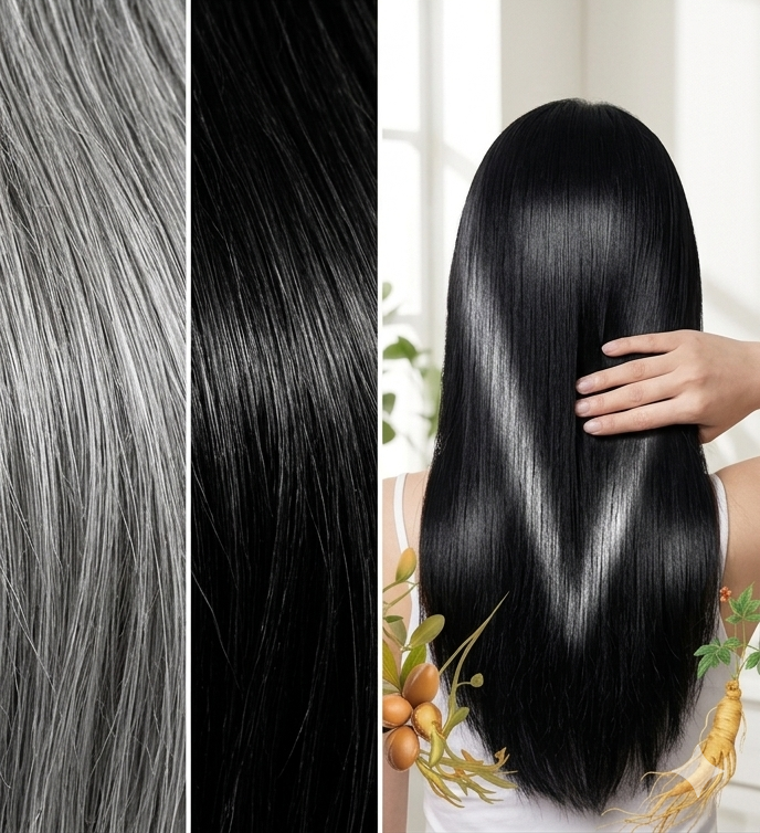 Unisex Instant Black Herbal Hair Dye Shampoo for Grey Hair Coverage 3 in 1(100ml)